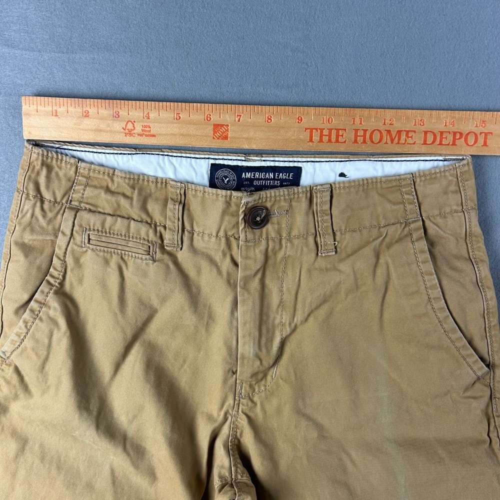 American Eagle Pants Mens 28x32 Khaki Tan Original Straight Chino Cotton 0122 - Picture 11 of 15